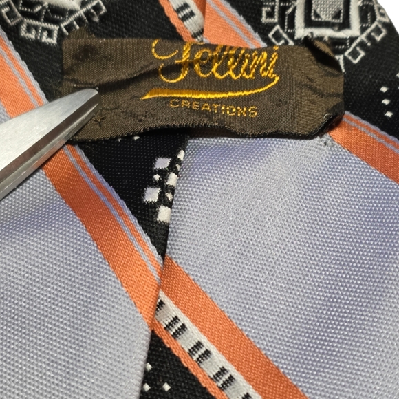 Vintage 70s Wide Falini Mens Necktie Label Hanging - Picture 3 of 5